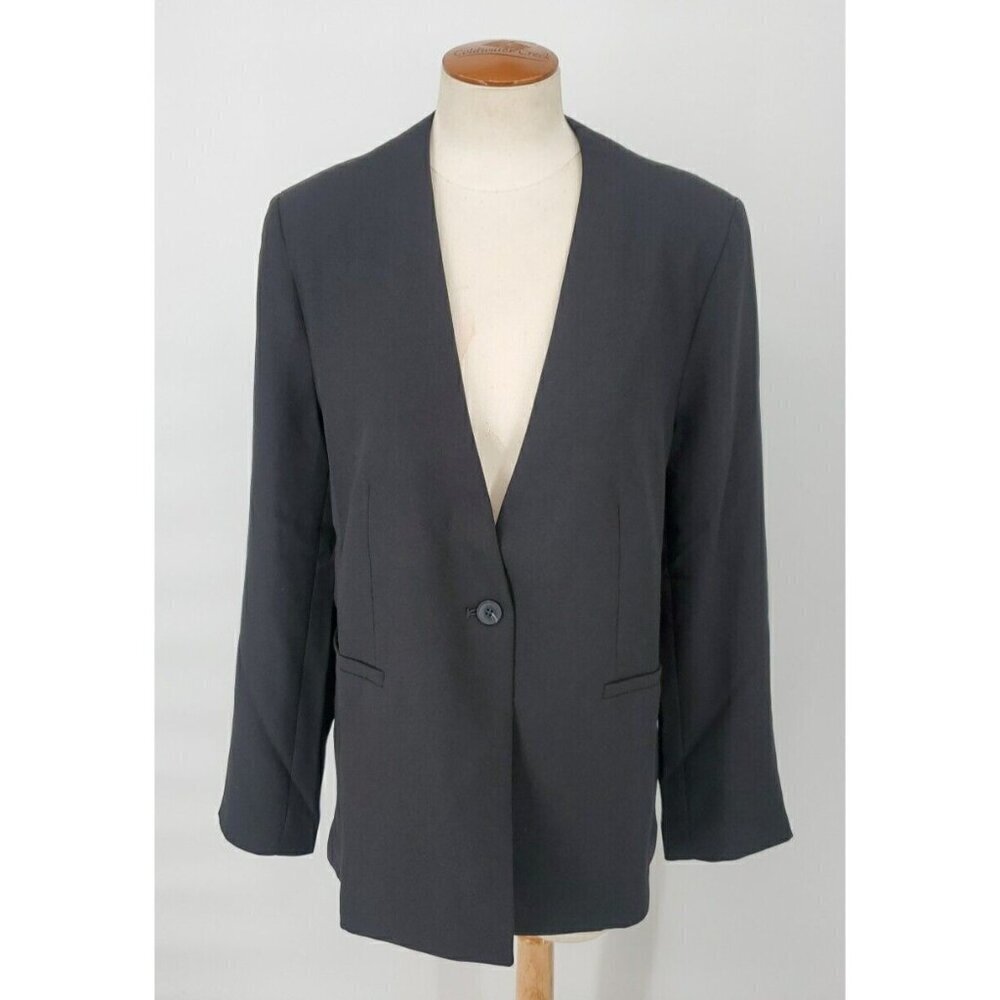 Spanx Collarless Blazer Black Womens Long Sleeve Jacket Size Small